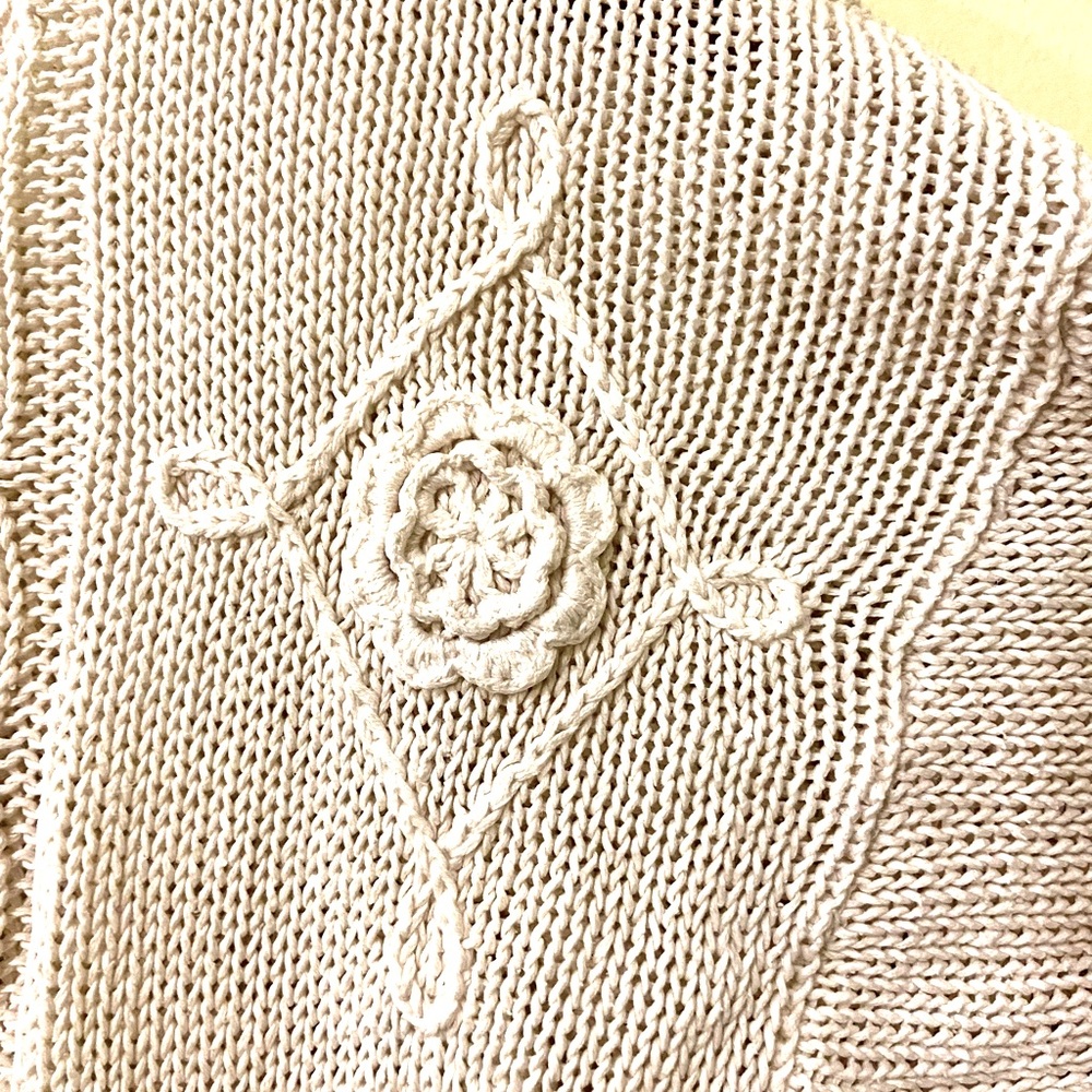 Vintage cotton / ramie sweater Aran style sweater - Picture 5 of 11